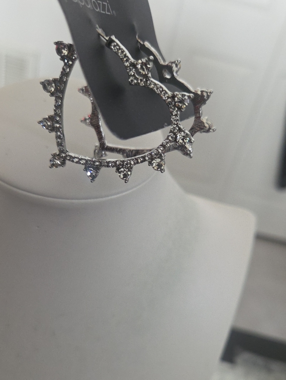 Paparazzi Excessive Elevation White Hoop Earrings NWT